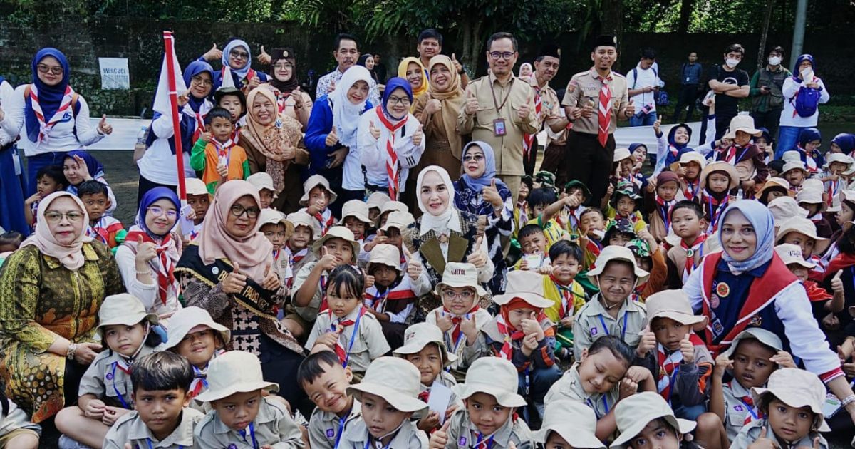 Ketua PKK Kota Bogor yang juga menjabat Bunda PAUD, Yantie Rachim dalam kegiatan Gebyar Prasiaga Pendidikan Anak Usia Dini (PAUD) Tahun 2026.