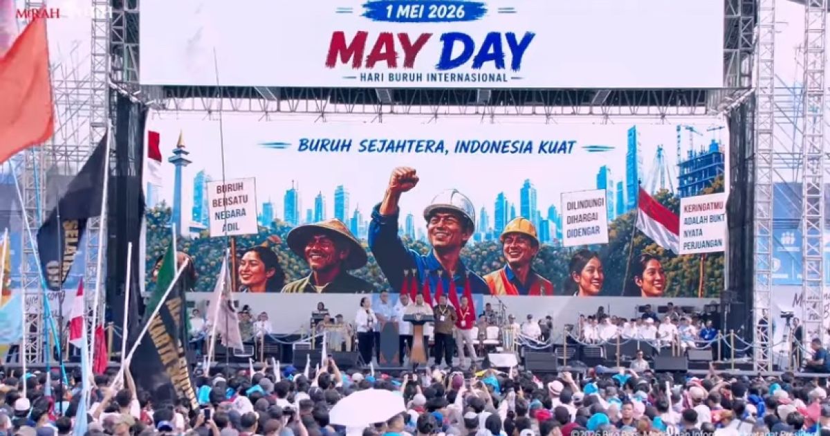 Peringatan Hari Buruh Internasional atau May Day 2026 di Jakarta/ Sumber Youtube Setpres RI