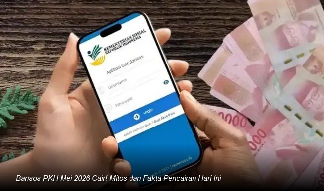INFO RESMI KEMENSOS - Tampilan antarmuka pengecekan status penerima bansos melalui situs resmi Kemensos di perangkat seluler.