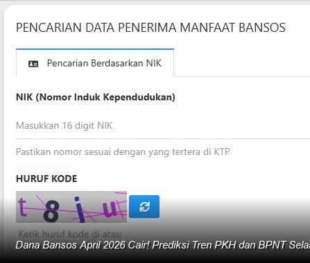 INFO RESMI KEMENSOS - Tampilan antarmuka website cekbansos di layar ponsel menunjukkan proses verifikasi data penerima bantuan sosial.