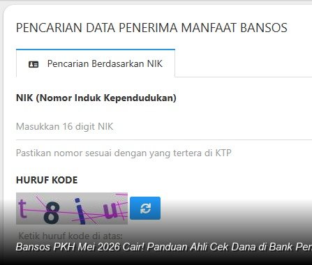 INFO RESMI KEMENSOS - Tampilan layar HP menunjukkan proses verifikasi data penerima bantuan sosial melalui laman resmi Kemensos.