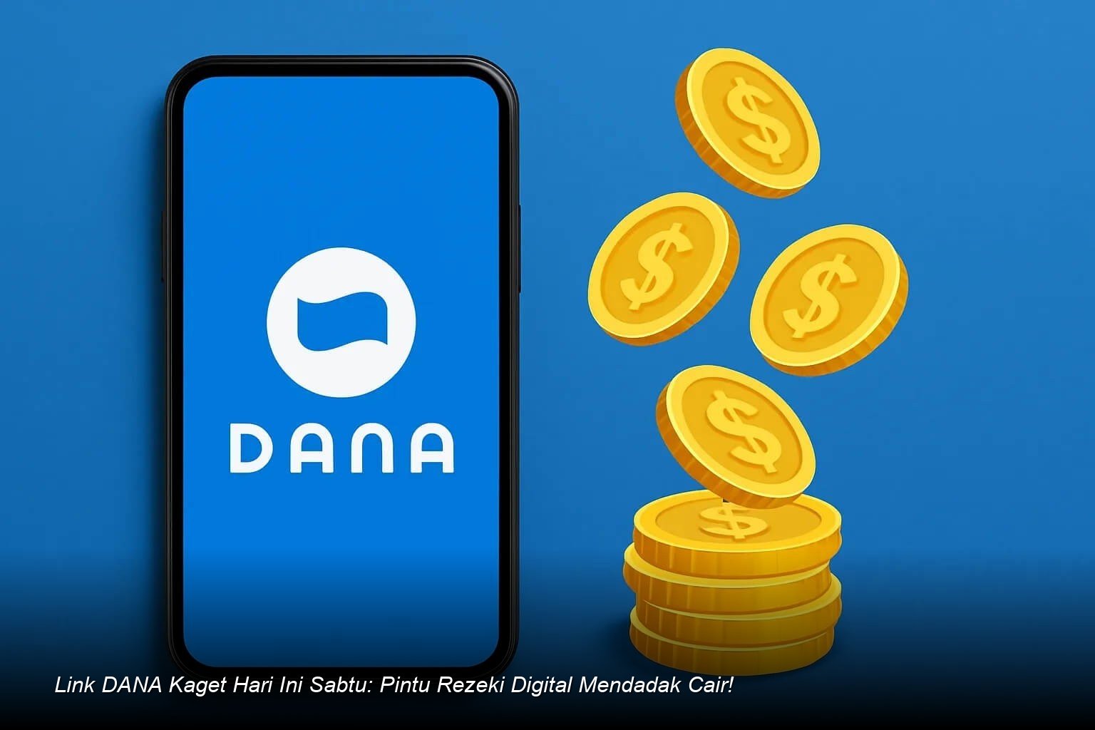 Ilustrasi tangan memegang smartphone dengan notifikasi amplop digital merah DANA Kaget yang menandakan adanya saldo gratis yang siap diklaim.