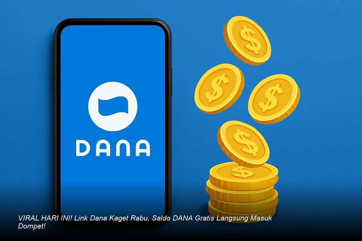 Ilustrasi tangan memegang smartphone dengan notifikasi amplop digital DANA berwarna merah menyala.