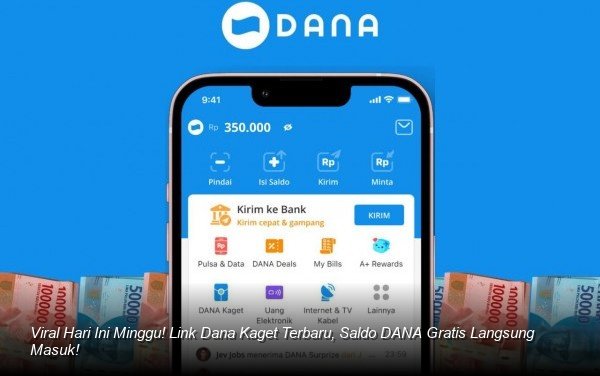 Ilustrasi tangan cepat mengetuk layar smartphone yang menampilkan notifikasi amplop merah digital dari aplikasi DANA.