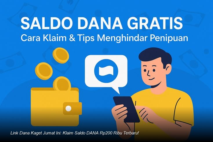 Tangan memegang smartphone dengan notifikasi amplop merah 'Dana Kaget' muncul di layar aplikasi DANA.