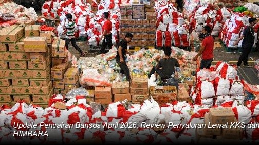INFO RESMI KEMENSOS - Tampilan layar smartphone yang menunjukkan halaman cekbansos.kemensos.go.id dengan latar belakang kartu KKS Merah Putih.