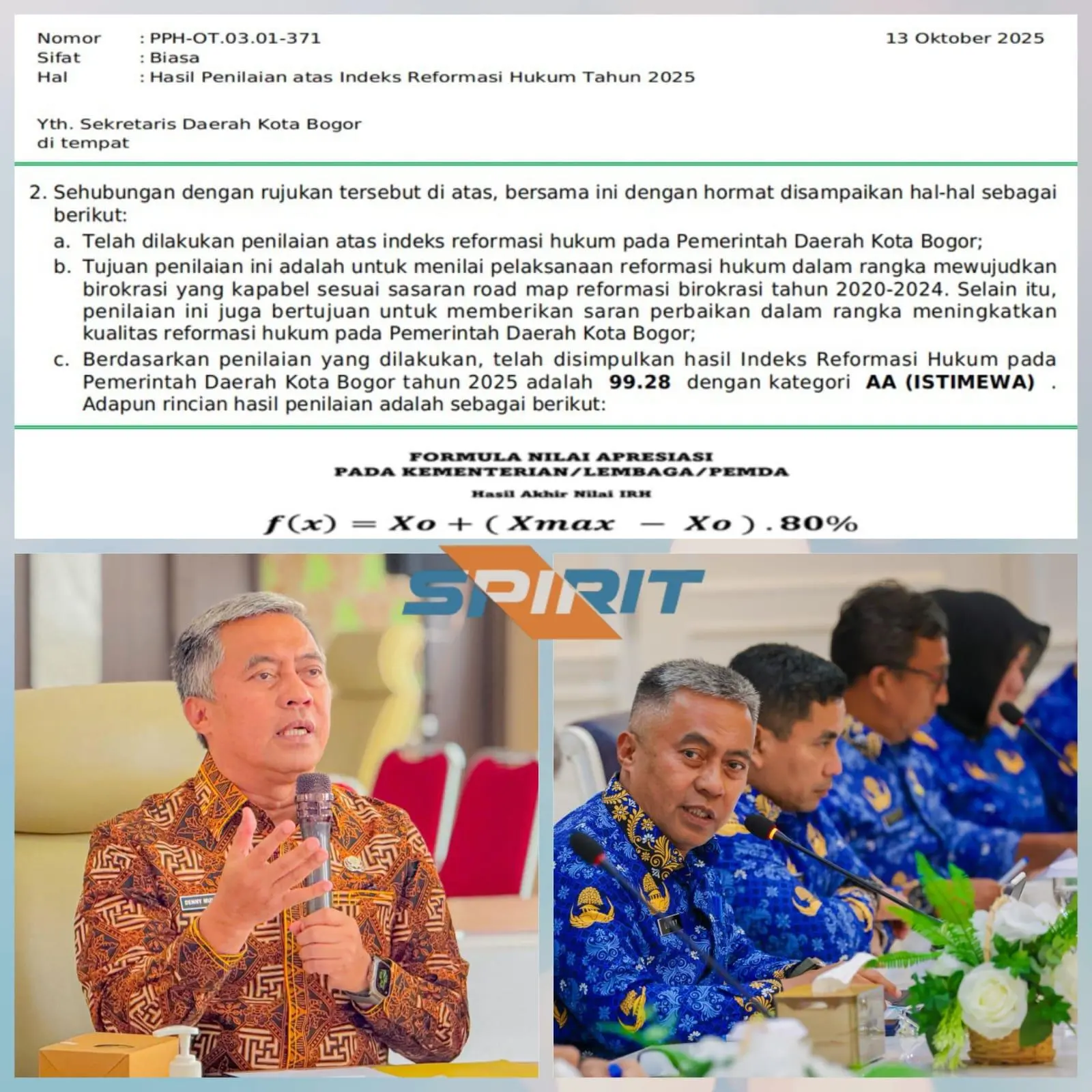 Pemkot Bogor Pertahankan Indeks Reformasi Hukum Istimewa 2025