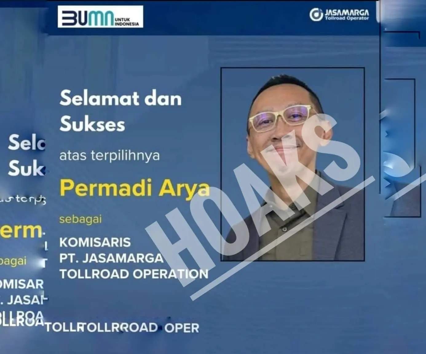 Permadi Arya Komisaris Jasa Marga? Poster Hoaks yang Terlanjur Viral