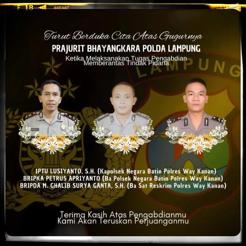 Kronologi 3 Polisi Gugur dalam Penggerebekan Judi Sabung Ayam di Way Kanan Lampung