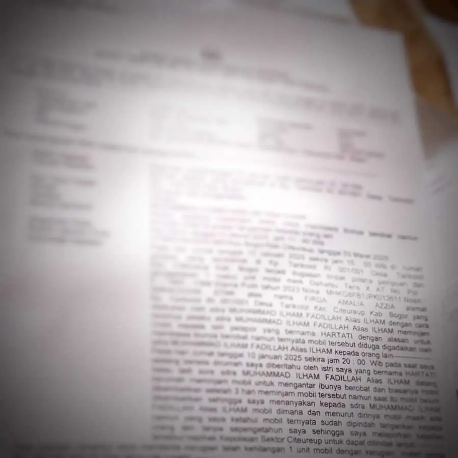 Niat Baik Pinjamkan Mobil Malah Digadaikan Pelaku, Akhirnya Korban Warga Citeureup Bogor Lapor Polisi