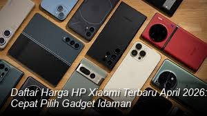 Smartphone Xiaomi flagship dengan bodi titanium berwarna abu-abu metalik yang ramping, menampilkan layar lengkung tanpa bezel di atas meja kayu minimalis yang modern.