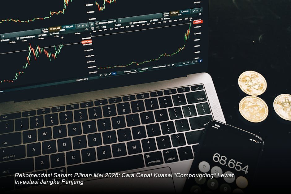 Visualisasi chart saham berwarna hijau cerah menanjak tajam di layar monitor modern, melambangkan optimisme pasar.