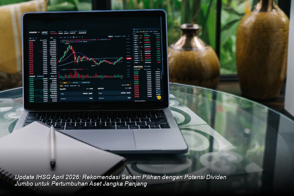 Chart candlestick hijau yang menunjukkan tren bullish kuat pada indeks saham utama dengan latar belakang layar monitor bursa saham modern yang futuristik.